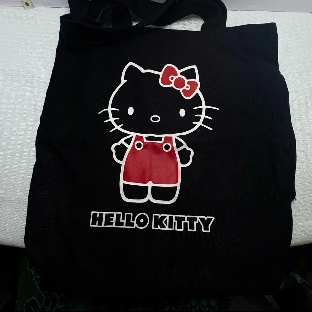 Genuine Hello Kitty Black Tote Bag with Red Accent New Without Tags